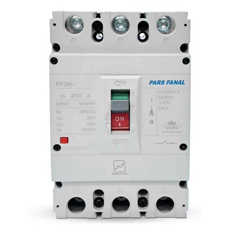 havaee-pf کلید اتوماتیک کامپکت 630 آمپر قابل تنظیم 400 آمپر پارس فانال PF3N 630-400 Adj - تصویر 1